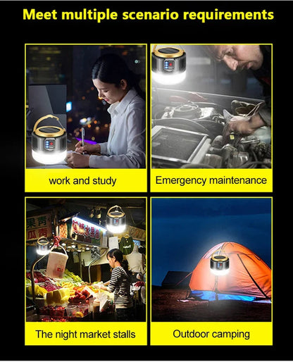 LED Camping Light Waterproof Rechargeable Tent Lamp Portable Lanterns Emergency Lights Market Lamp Energy Saving Bulb by Smarsty
