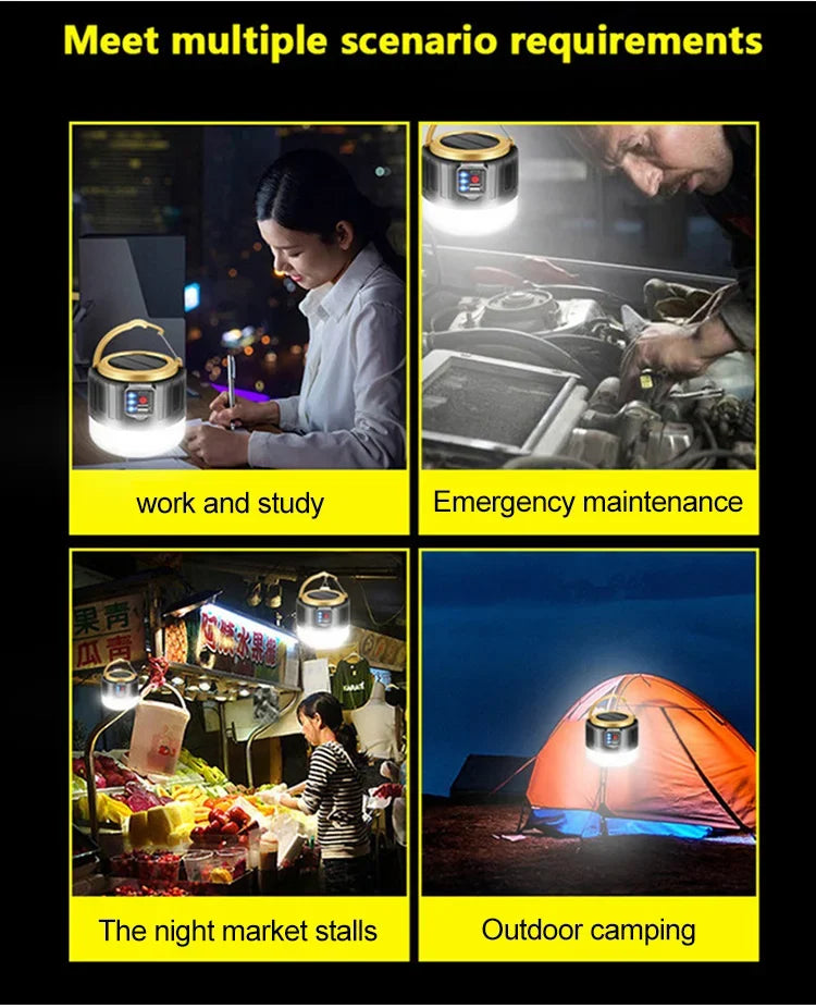 LED Camping Light Waterproof Rechargeable Tent Lamp Portable Lanterns Emergency Lights Market Lamp Energy Saving Bulb by Smarsty
