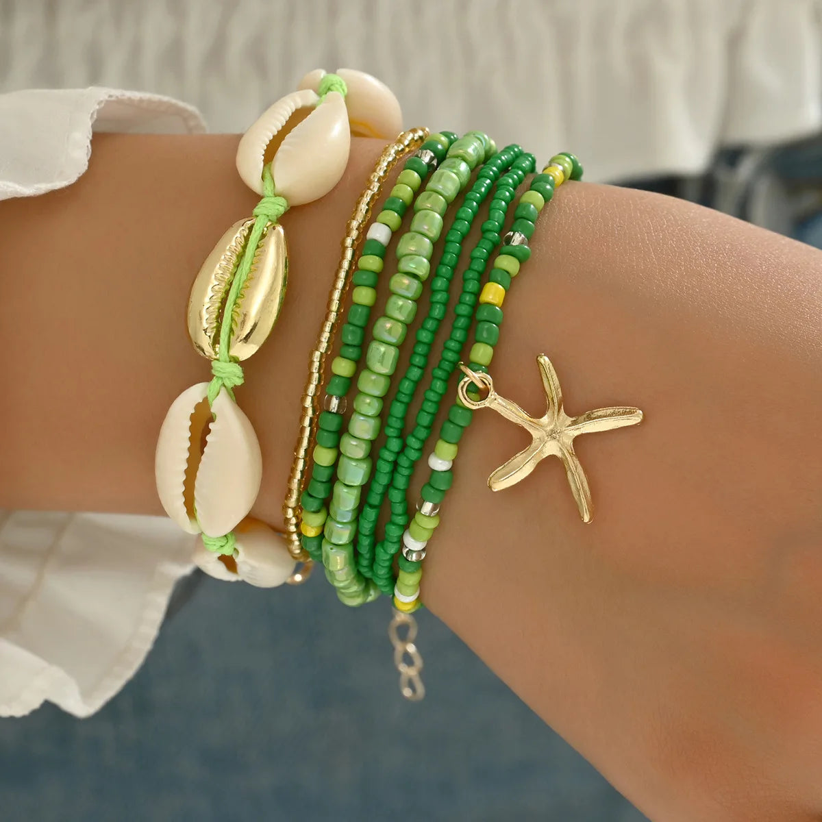 Summer Women's Bohemian Shell Bracelet Set with Starfish - Smarsty