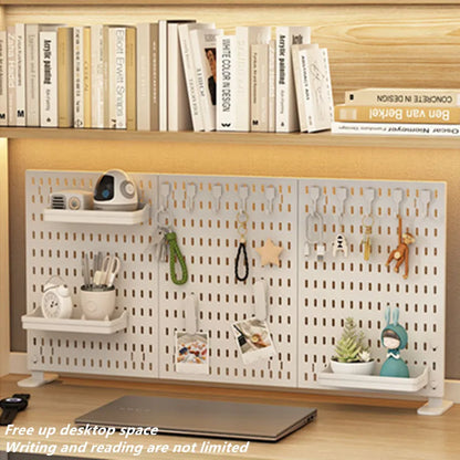 Punch-free Hole Board Vertical Desktop Wall Hanging Office Desk Storage Shelf Reading Room Desktop kitchen Bathroom Storage Rack by Smarsty