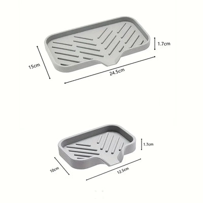 Sink Silicone Tray With drain Soap Sponge Storage Holder Countertop Sink Scrubber Brush Storage Rack Kitchen Organizer by Smarsty