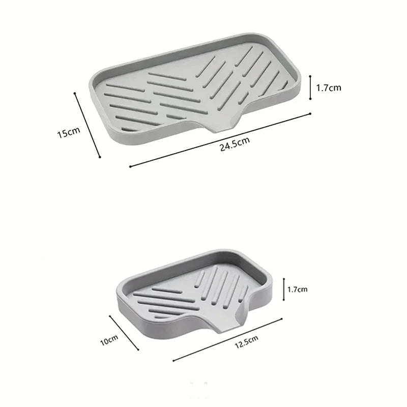 Sink Silicone Tray With drain Soap Sponge Storage Holder Countertop Sink Scrubber Brush Storage Rack Kitchen Organizer