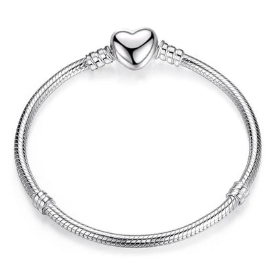 Sterling Silver Heart Moon Star Pendant Bracelet - Smarsty