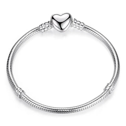 Sterling Silver Heart Moon Star Pendant Bracelet - Smarsty