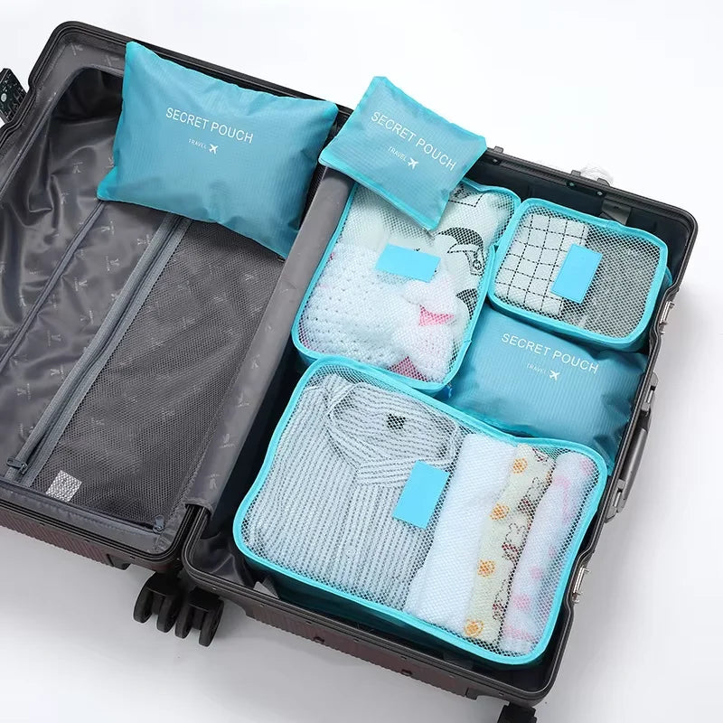 Travel Packing Cubes 6Pcs Set Shoe Pouch Luggage Organizer - Smarsty