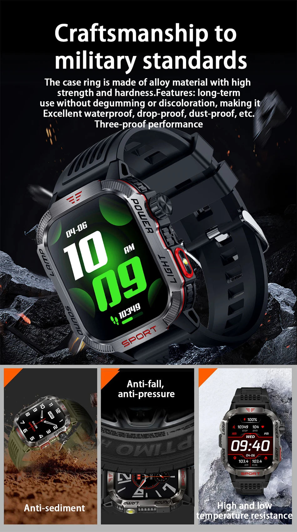 Waterproof Military GPS Smart Watch With Bluetooth Call - Smarsty
