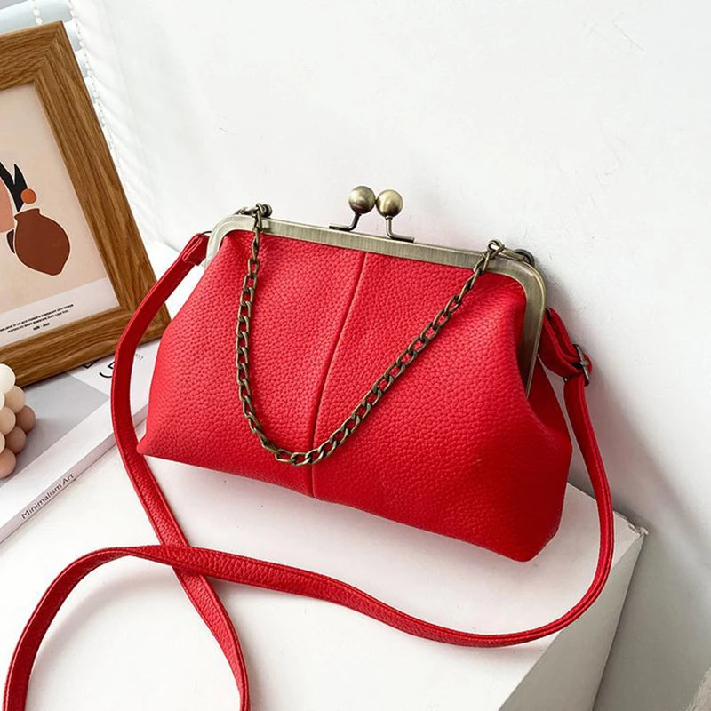 Vintage Soft Skin Shell Bag Lychee Pattern Crossbody - Smarsty