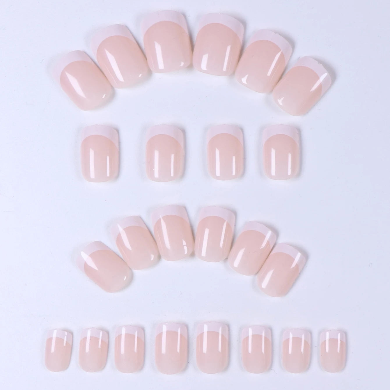 24PCS French White Border Short Square Nails Set - Smarsty
