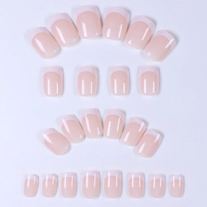 24PCS French White Border Short Square Nails Set - Smarsty