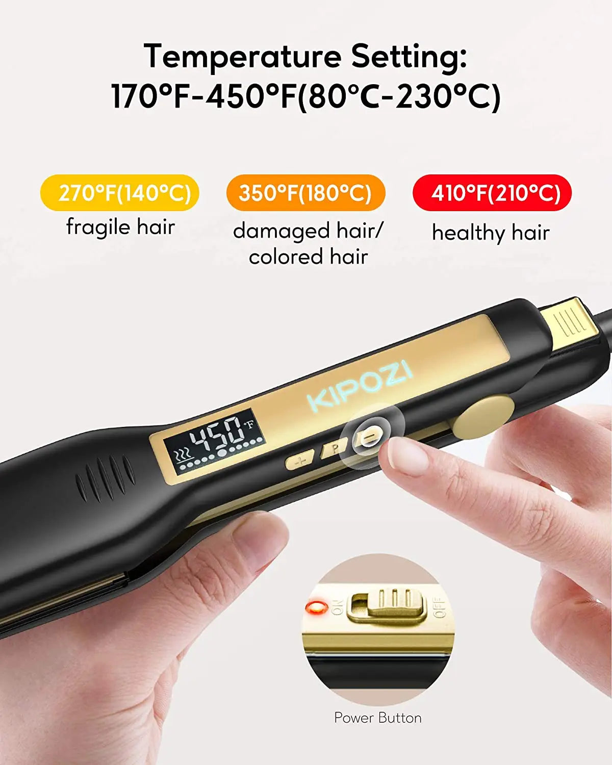 KIPOZI Professional Titanium Flat Iron with LCD Display - Smarsty