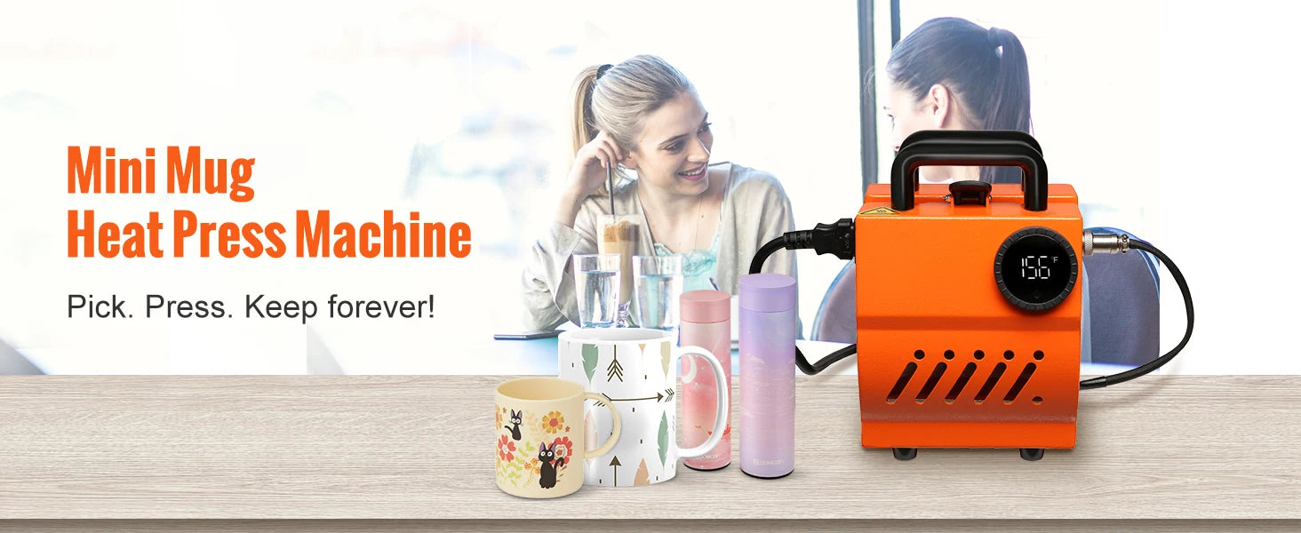 SucceBuy 11oz-15oz Mug Heat Press Mini Gift Ceramic Cup Presser Tumbler DIY Handheld Sublimation Blanks Auto Printing Machine