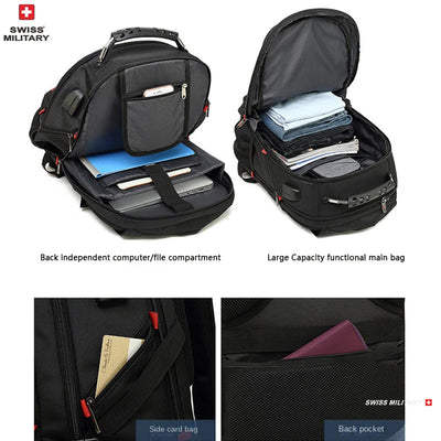 SWISS MILITARY Fashion Travel Multifunction Large Capacity Male Bag Usb Charging Waterproof 23 inch Laptop Backpack Men Mochila - Smarsty