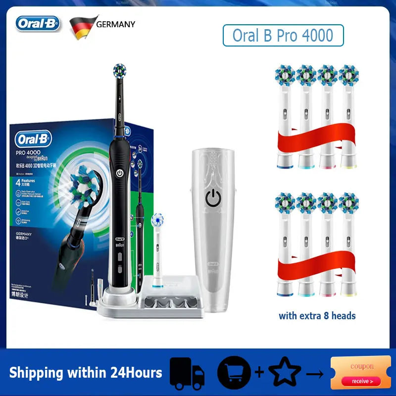 Oral B Electric Toothbrush Pro 4000 with Pressure Sensor - Smarsty