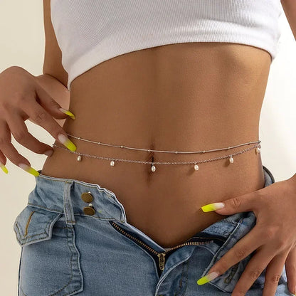 Fashion Sexy Double Layer Pearl Belly Chain for Women - Smarsty