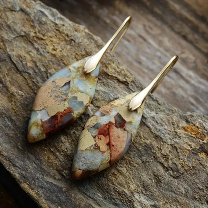 Vintage Minimalism Natural Stone Drop Earrings for Women - Smarsty