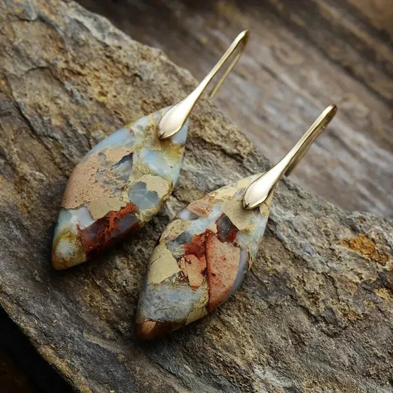 Vintage Minimalism Natural Stone Drop Earrings for Women - Smarsty