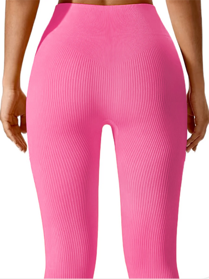 High Waisted Seamless Yoga Leggings, Ribbed Sportswear Tights, Fitness Apparel for Women, Gym and Casual Wear For Fall & Winter - Smarsty