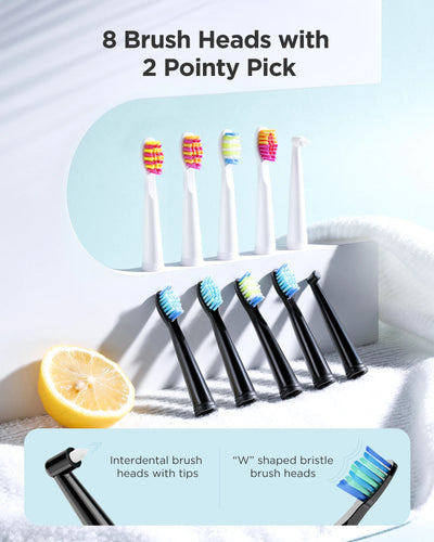 Fairywill Sonic Electric Toothbrush FW-D7 set USB Charge Toothbrushes case for Adult with tooth brush Heads 5 Mode Smart Time - Smarsty