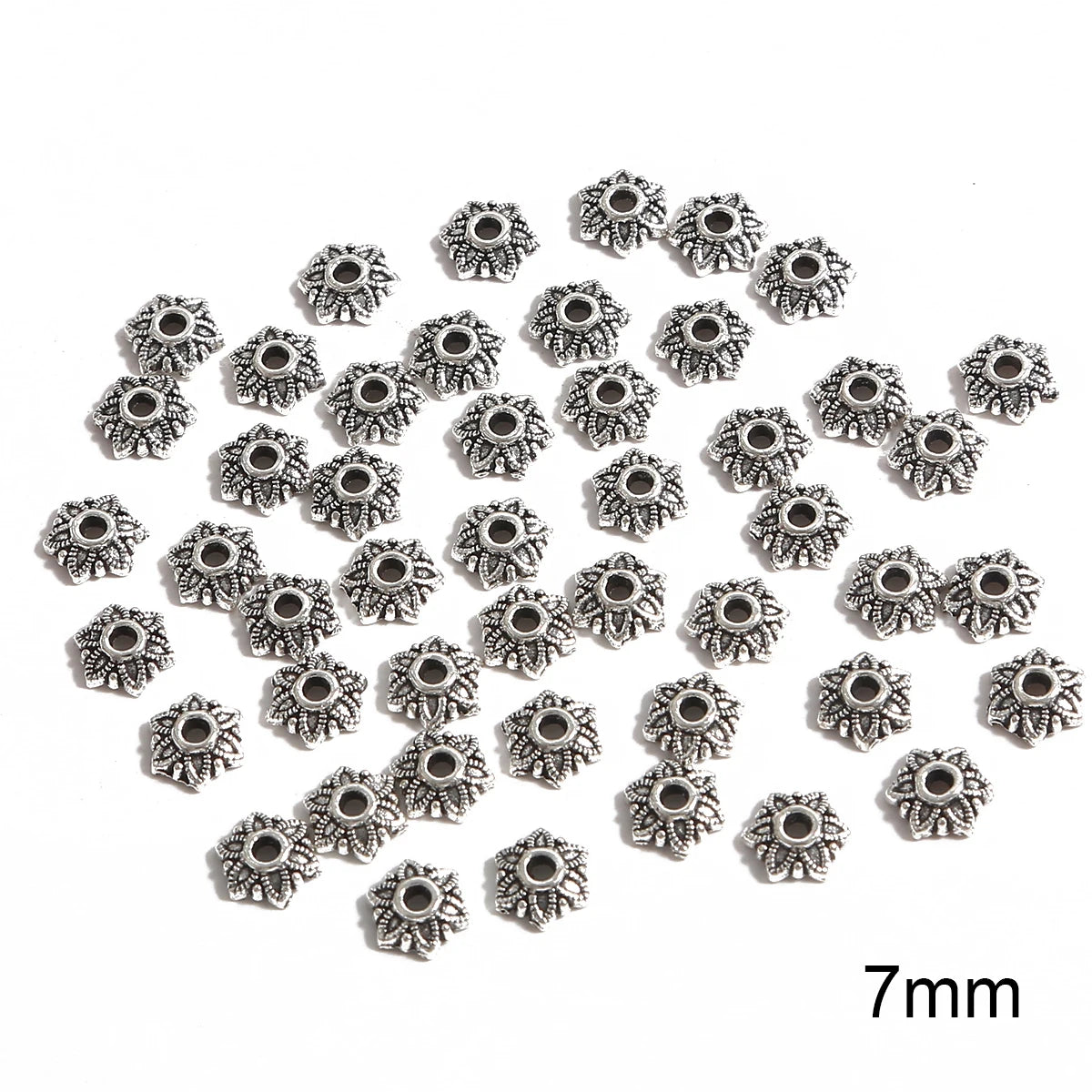 50pcs Tibetan Silver Leaf Flower Bead Caps for Jewelry Making - Smarsty