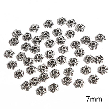 50pcs Tibetan Silver Leaf Flower Bead Caps for Jewelry Making - Smarsty