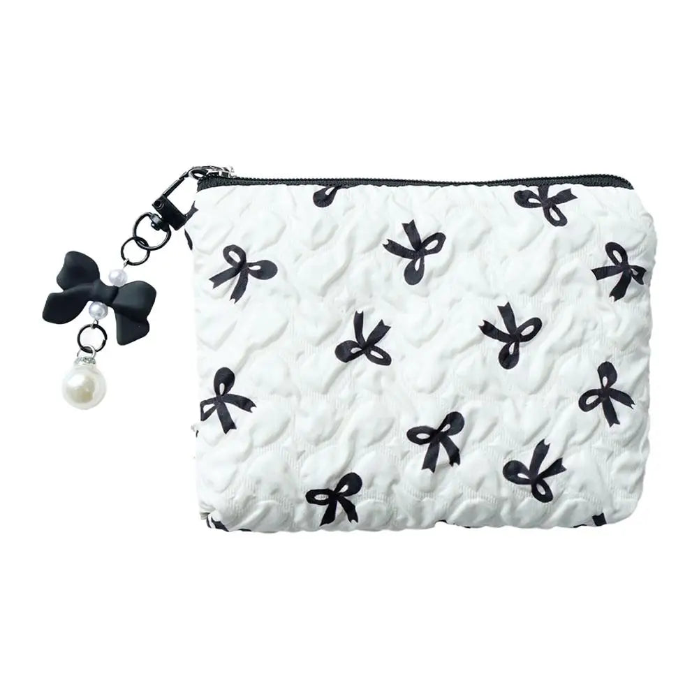 Bow Canvas Makeup Bag Large Capacity Travel Organizer - Smarsty