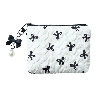 Bow Canvas Makeup Bag Large Capacity Travel Organizer - Smarsty