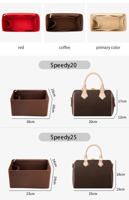WUTA Felt Insert Bag Organizer For LV Speedy 20 25 30 35 Flap Handbag Inner Bag Makeup Travel Purse Storage Tote Bag Accessories