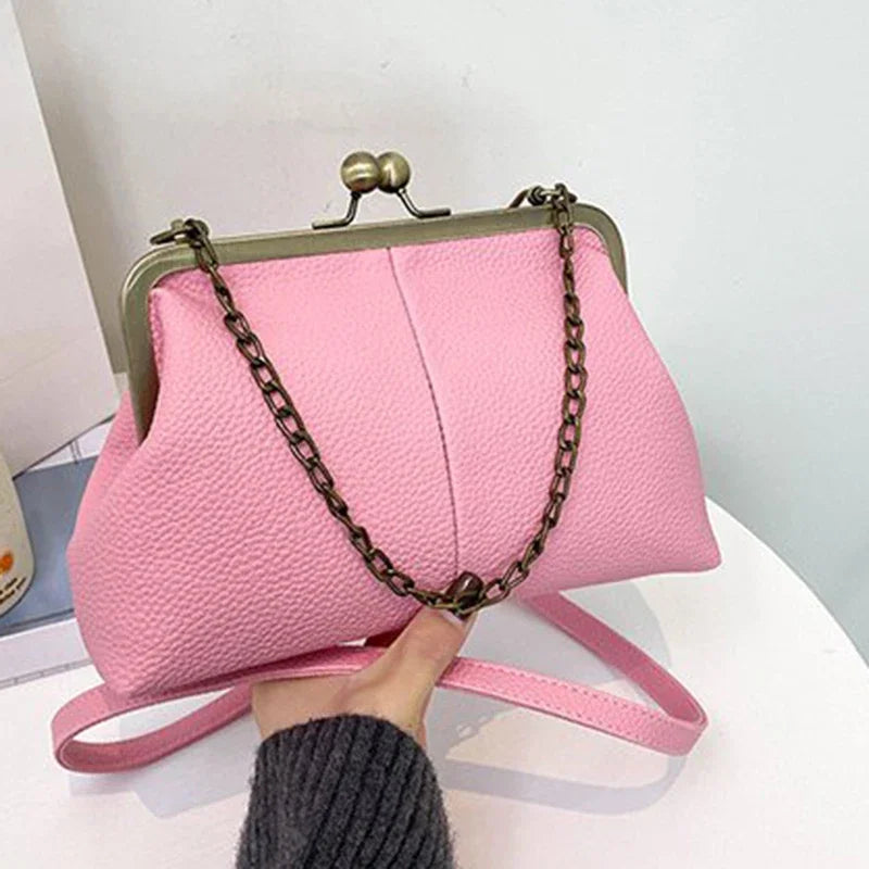 Vintage Soft Skin Shell Bag Lychee Pattern Crossbody - Smarsty