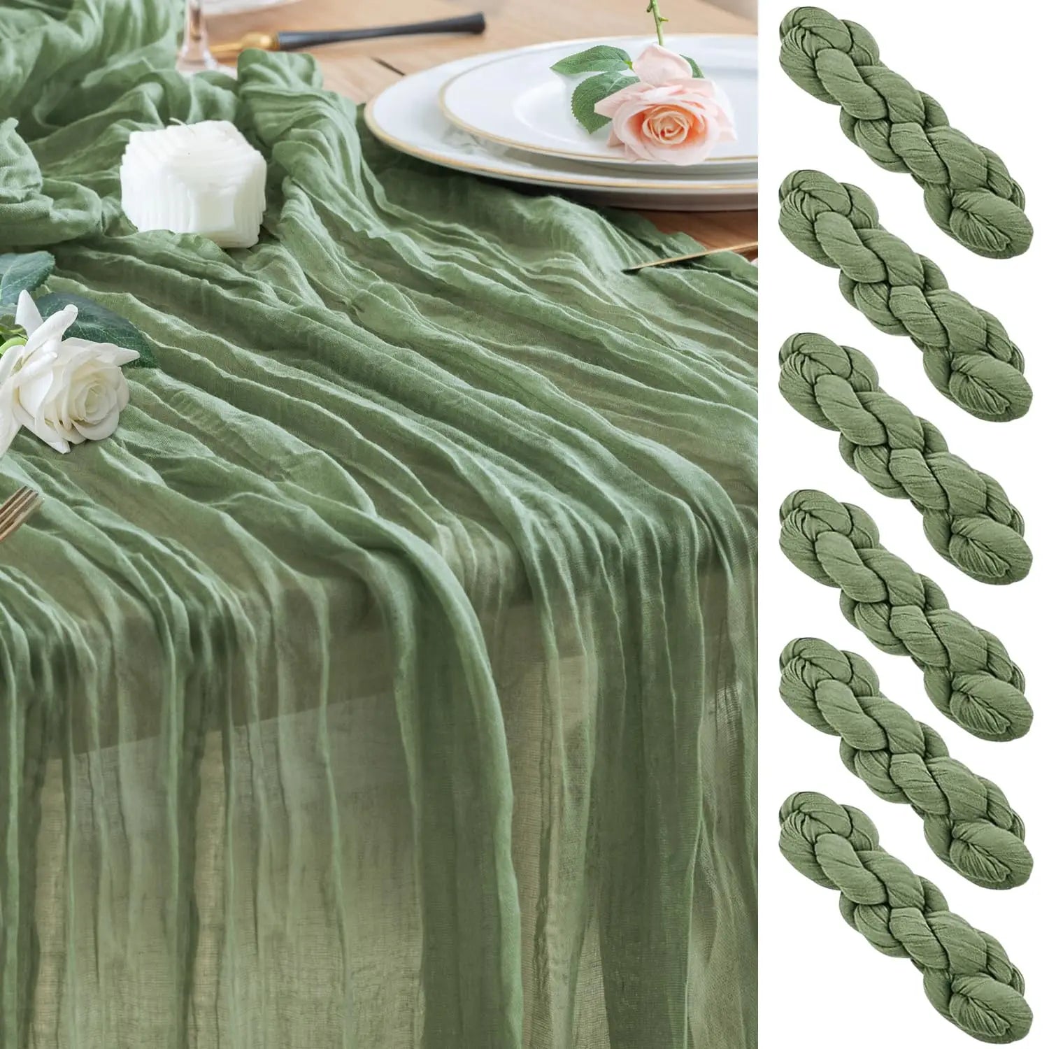 Boho Cheesecloth Table Runner Set for Weddings - Smarsty