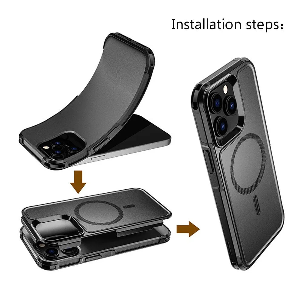 Magnetic Case for iPhone 15 14 Pro Max Plus 13 mini 12 for MagSafe Military Grade Drop Protective Tough Shockproof Case