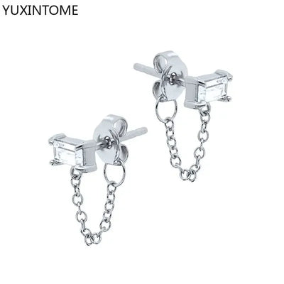 925 Sterling Silver Hoop Earrings White Crystal Luxury - Smarsty