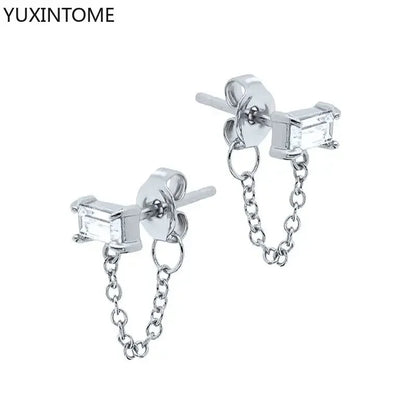 925 Sterling Silver Hoop Earrings White Crystal Luxury - Smarsty