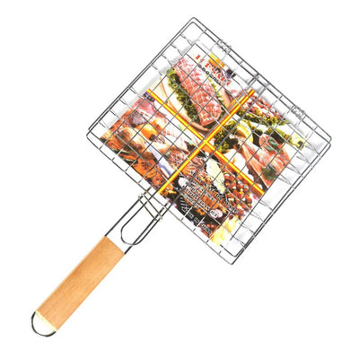 Portable Stainless Steel Folding Grill Basket for Outdoor Cooking - Smarsty