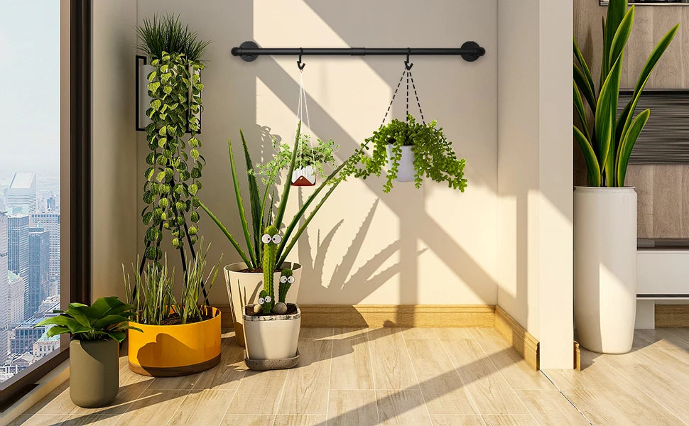 Wall Hanging Clothes Rail Set of 2 Industrial Pipe Metal Coat Hanging Rack Wall Mounted