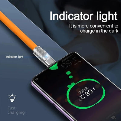 3PCS 120W Super Fast Charge Type-C Liquid Silicone Cable Quick Charge USB C Lines For Xiaomi Huawei Samsung USB Phone Data Wire - Smarsty
