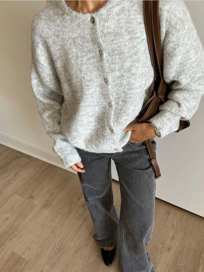 Hirsionsan Elegant Long Sleeve Sweater Women 2024 New Single-Breasted Female Casual Cardigan Soft Cashmere Knitted Outwear - Smarsty