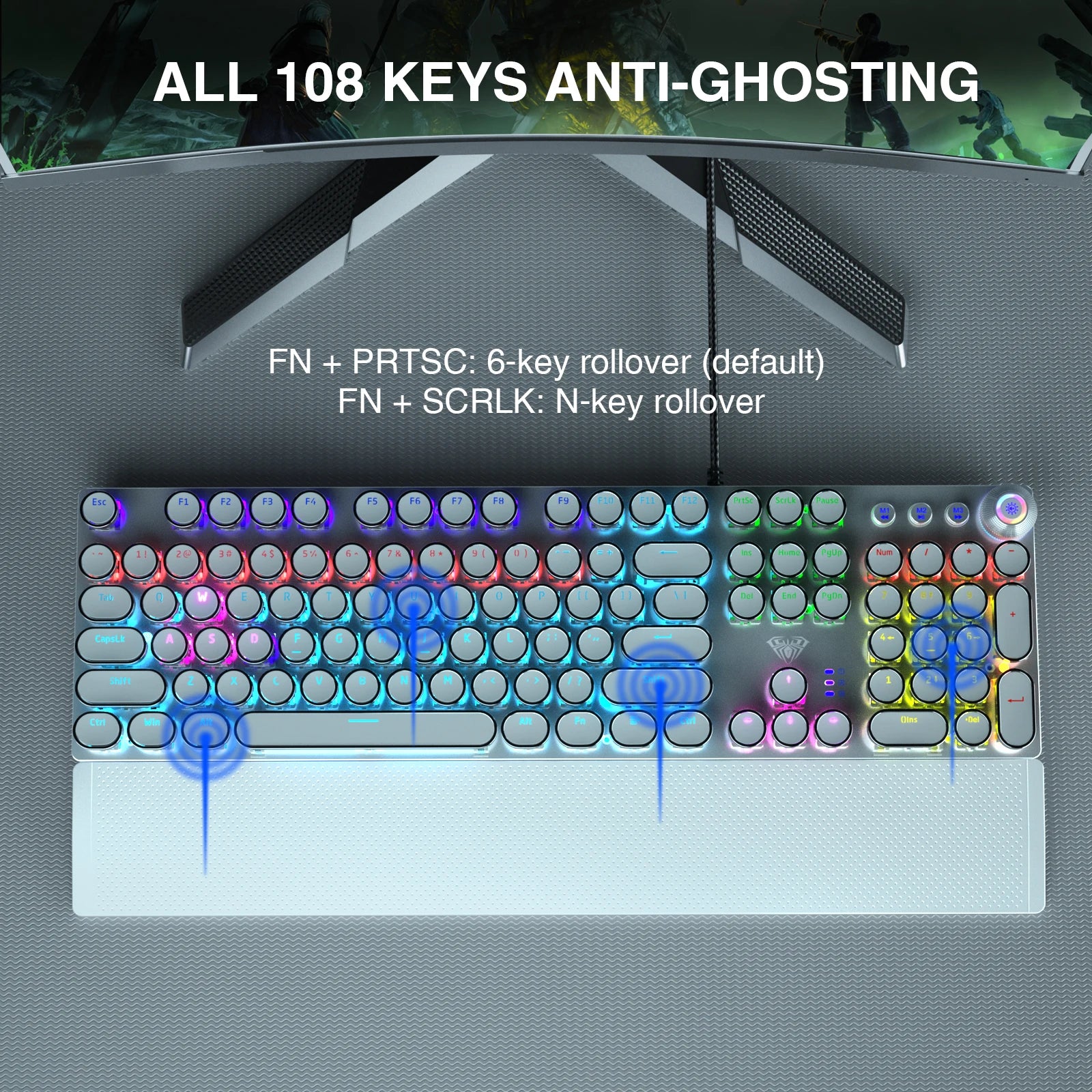 Mechanical Keyboard Blue Switch RGB Backlit Ergonomic