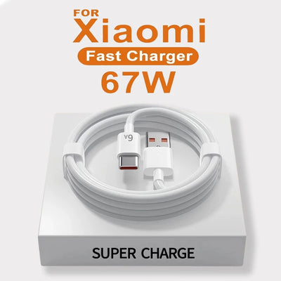 For Xiaomi 67W USB Super Fast Charger Power Adapter Mi 12 11 6A Type C Cable POCO X5 X4 Pro Redmi Note 9 10 11 Charging