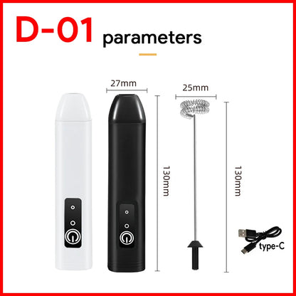 HOT  Electric Milk Frother + Egg Beater Wireless Type-C Charging 3 Speeds Mini Handheld Foam Maker Coffee Whisk Cooking Tools - Smarsty