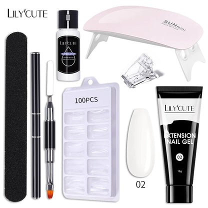 LILYCUTE Nail Gel Set with 6W LED Lamp for Quick Manicure - Smarsty