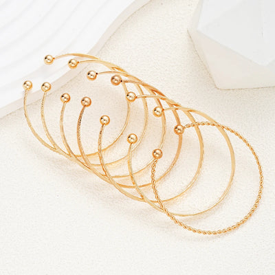 Punk Gold Color Bracelets Set for Women Fashion - Smarsty