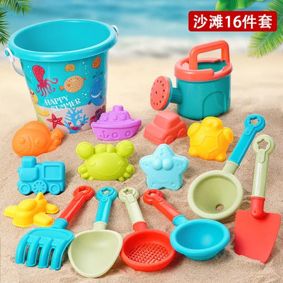 Summer Beach Set Toys For Kids Digging Sand Plastic Bucket Watering Bottle Shovels Children Beach Water Game Toys Tools by Smarsty
