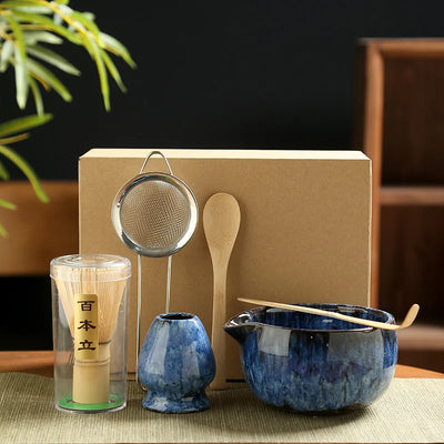 6PCS Japanese Matcha Tea Set Safe Bamboo Whisk Teaspoon Tea Sets Matcha Bowl Matcha Whisk Holder for Tea Lovers Tea-Making Tools - Smarsty
