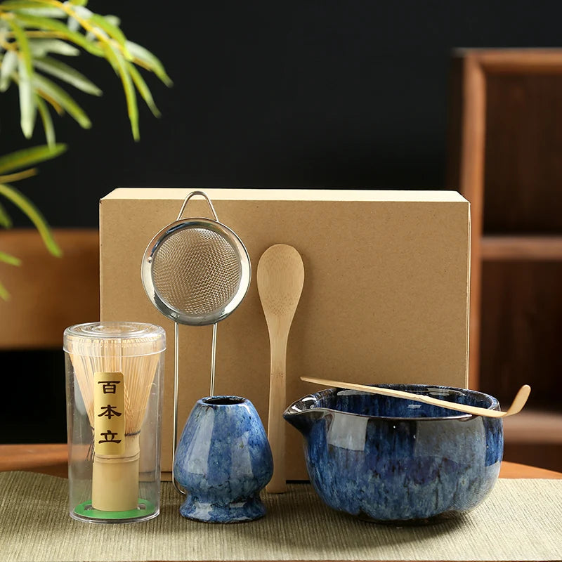 6PCS Japanese Matcha Tea Set Safe Bamboo Whisk Teaspoon Tea Sets Matcha Bowl Matcha Whisk Holder for Tea Lovers Tea-Making Tools - Smarsty