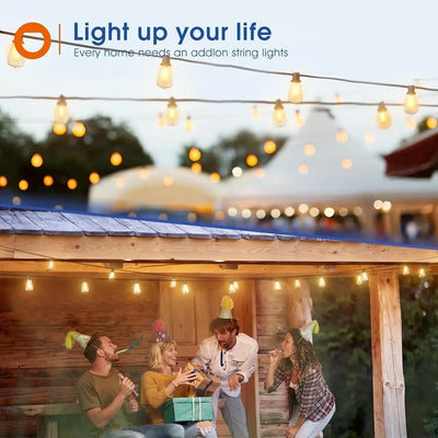 150FT LED Outdoor String Lights Waterproof Patio Lights Shatterproof ST38 Replaceable Bulbs Dimmable Outside Hanging Lights - Smarsty