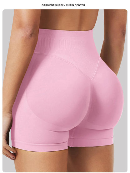 4.5''Shorts Seamless Low Ribbed Waistband Gym Shorts Scrunch Bum Yoga Shorts Booty High Stretch Running Bike Shorts - Smarsty