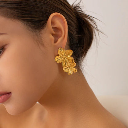 Vintage Gold Flower Drop Earrings for Women Stylish Design - Smarsty