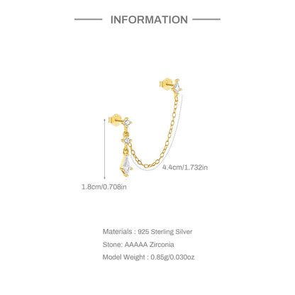 925 Sterling Silver Lotus Tassel Zircon Stud Earrings - Smarsty