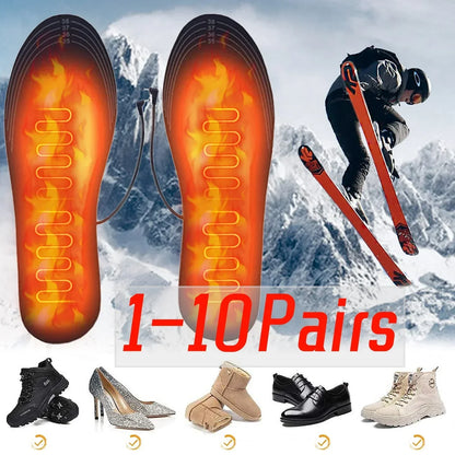USB Heated Insoles Shoe Electric Foot Warming Pad Feet Warmer Sock Pad Mat Winter Outdoor Sports Heating Insole Winter Warm - Smarsty