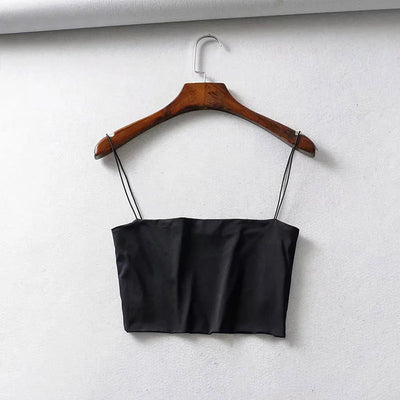 2024 Summer Women's Crop Top Sexy Elastic Cotton Camis sleeveless Short Tank Top Bar - Smarsty